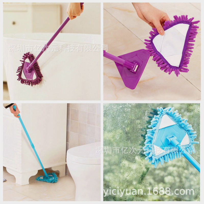 Household Retractable Triangle Cleaning Mop Floor Wipe Kitchen Ceiling Bathroom Tile Living Room Glass Cleaner