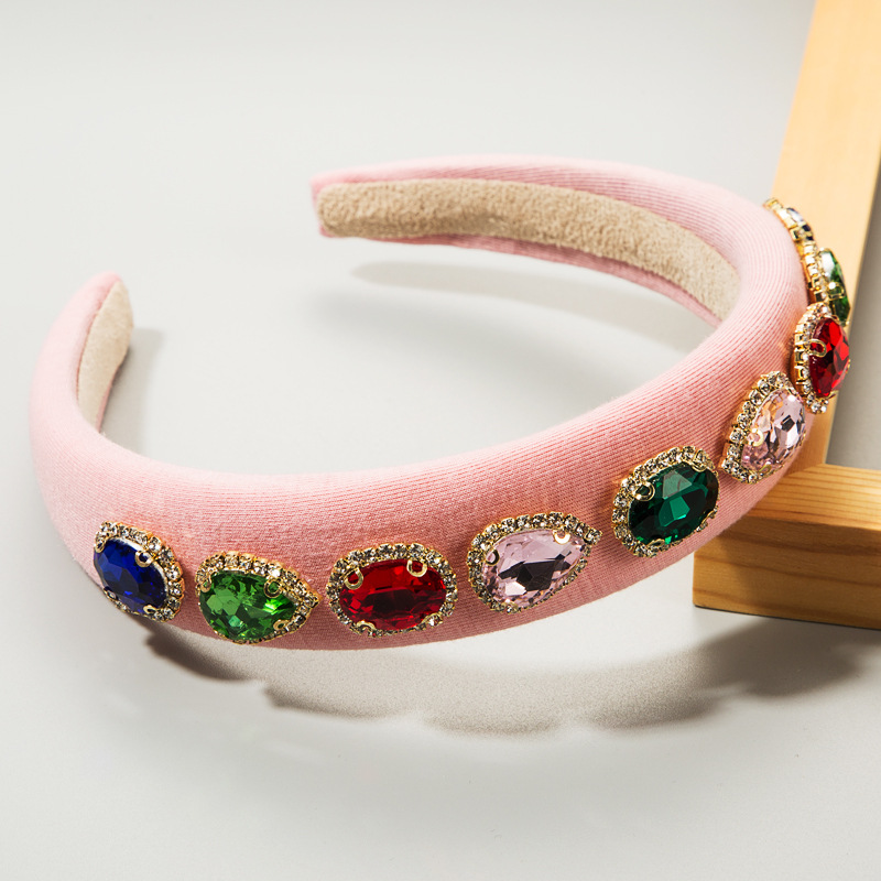 Fashion Sponge Hair Hoop Female Diamond Multicolor Color Catwalk Fabric Hair Accessories display picture 4