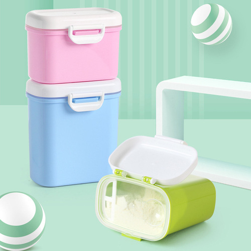 Baby milk powder box, portable out-and-out packaging box, mini small milk grid box, snack box, large capacity milk powder grid