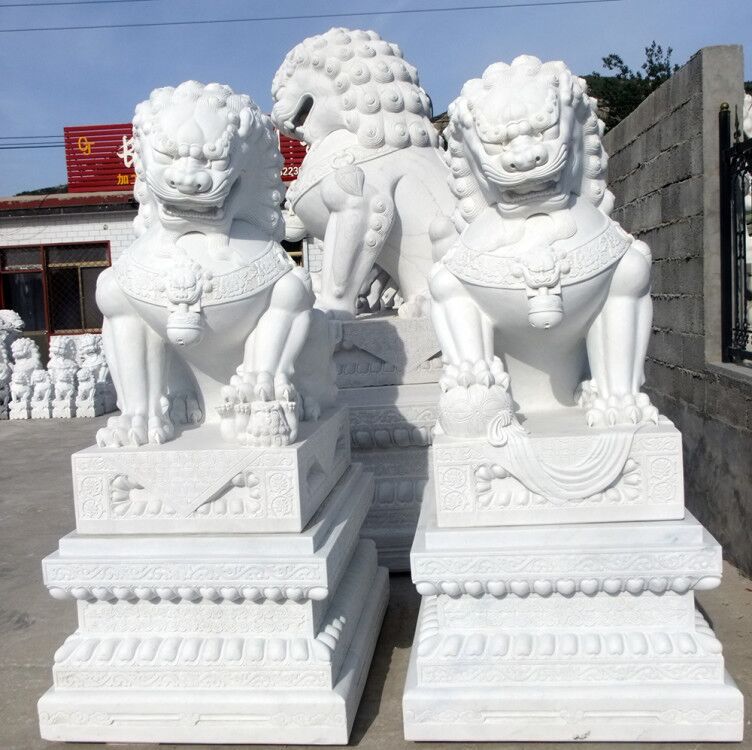 厂家直销汉白玉石雕狮子 石雕大象 石雕麒麟 河北石狮子 可定制|ms