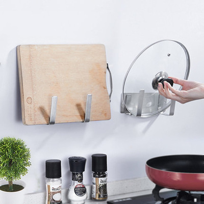 Stainless steel kitchen Lid Shelf Wall mounted household multi-function Vegetable board Punch holes Storage Manufactor Direct selling