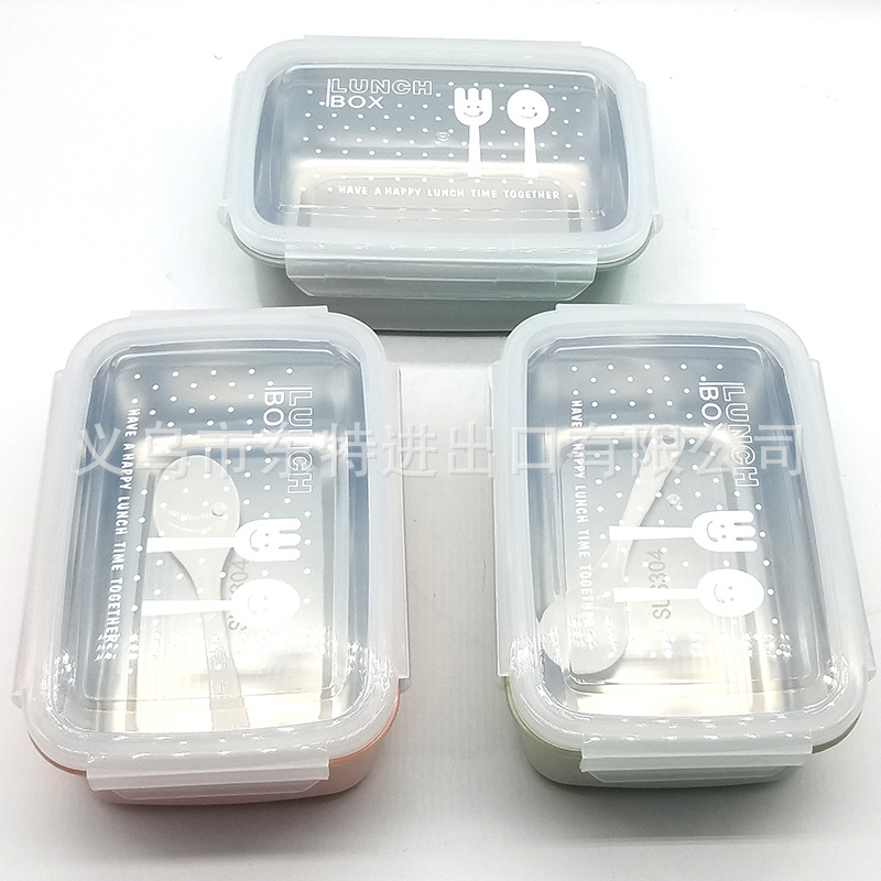 Stainless steel 304 wheat straw compartments bento box, student portable insulated lunch box, rectangular lunch box detail image 4