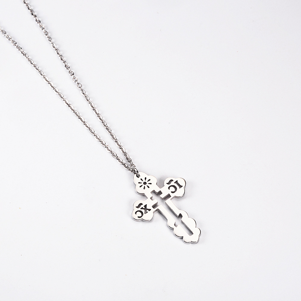 Wholesale Jewelry Hollow Cross Pendant Stainless Steel Necklace Nihaojewelry display picture 3