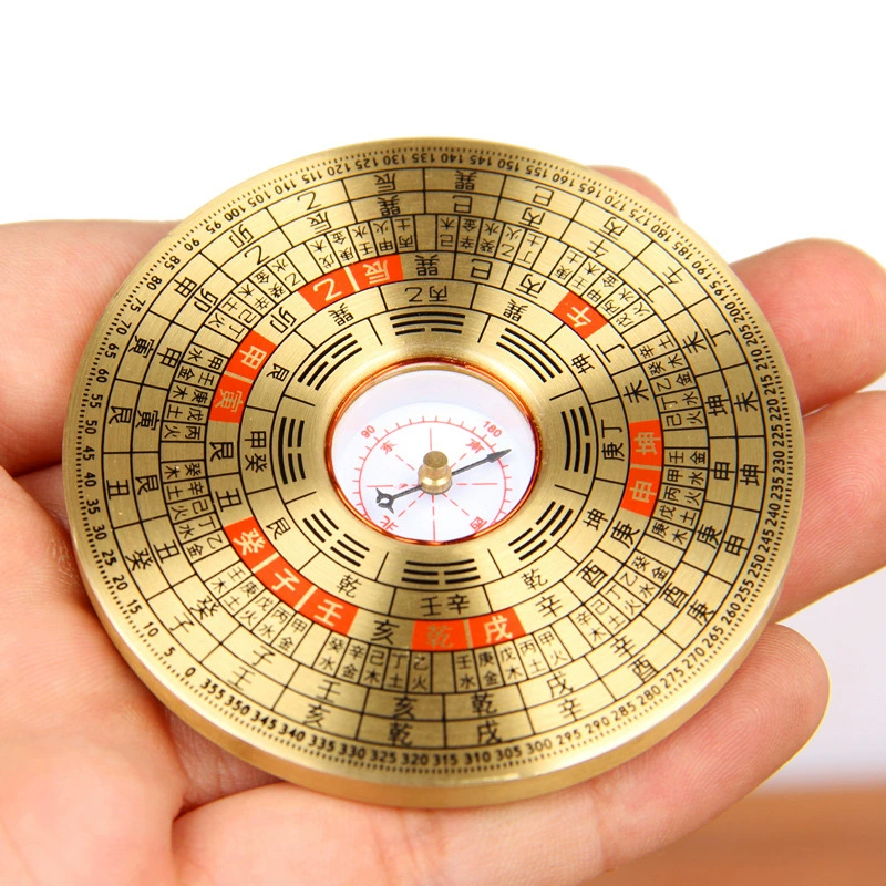 Compass plate high-precision copper ornament professional comprehensive gossip diagram compass carry small Luo script