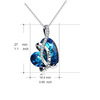 Necklace, blue crystal heart shaped, pendant, accessory, silver 925 sample, micro incrustation, European style, suitable for import