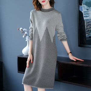 Knitted dress knee length sweater