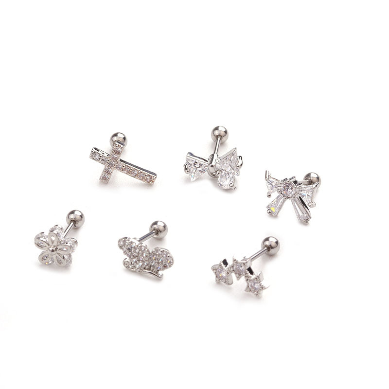 new fashion thin rod screw bow knot pendant earrings wholesale