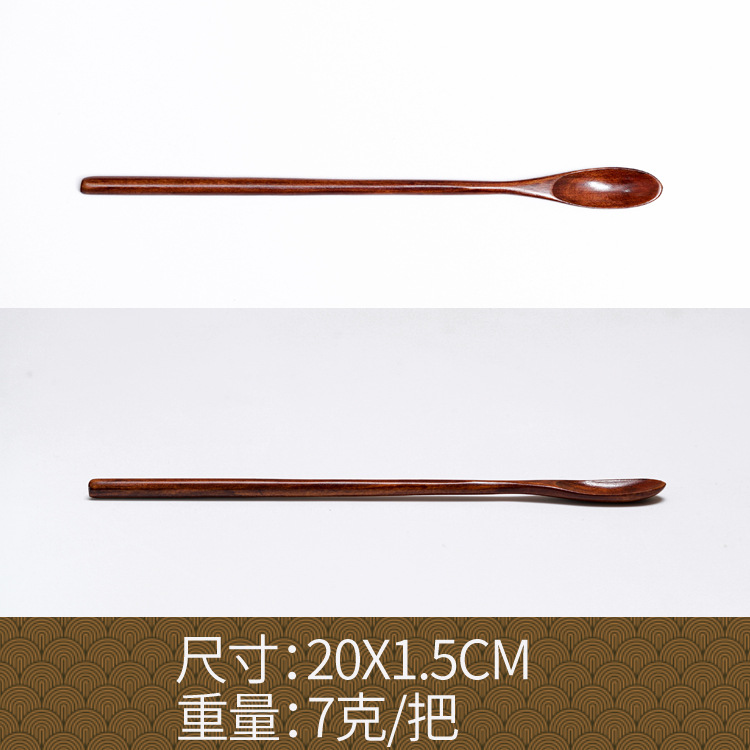 Fábrica al por mayor cuchara de madera maciza cuchara creativa cuchara de café cuchara de mezcla miel cuchara japonesa mango largo bobinado cuchara de madera