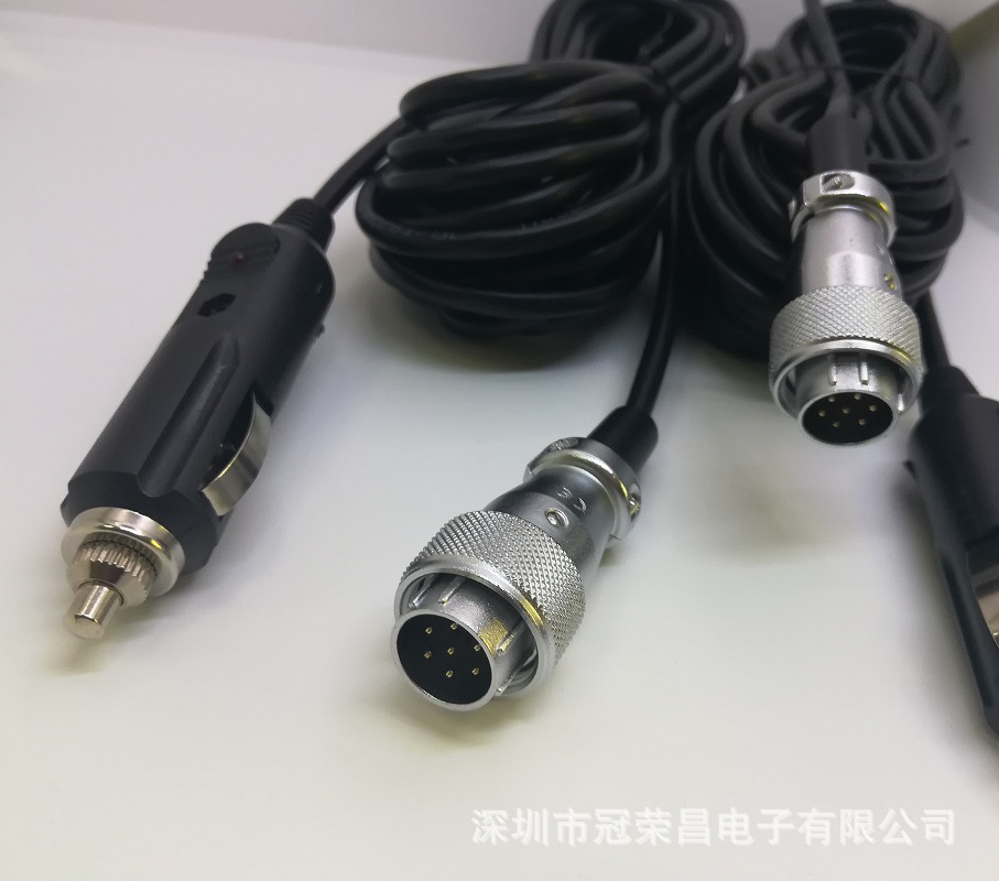汽车故障诊断仪线 车载点烟器带灯转航空头7P 4P2P信号电源线10米