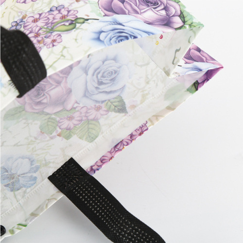 Manufacturer color printing coated non-woven hand-held shopping bag non-woven clothing advertising packaging bag blue and white porcelain