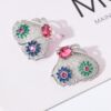 Fashionable silver needle, elite zirconium, earrings, European style, silver 925 sample, wholesale