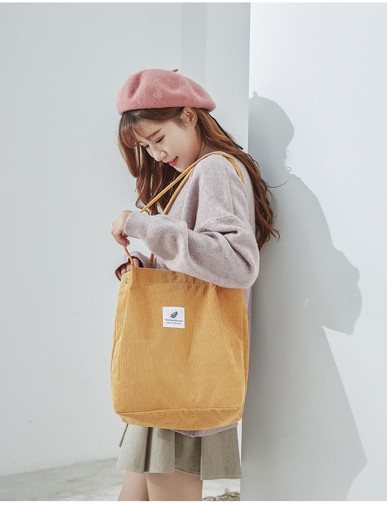 Women's Fashion Solid Color Corduroy Shopping Bags display picture 2