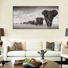 跨境货源批发无框帆布画非洲大象动物家居装饰挂画 喷绘壁画