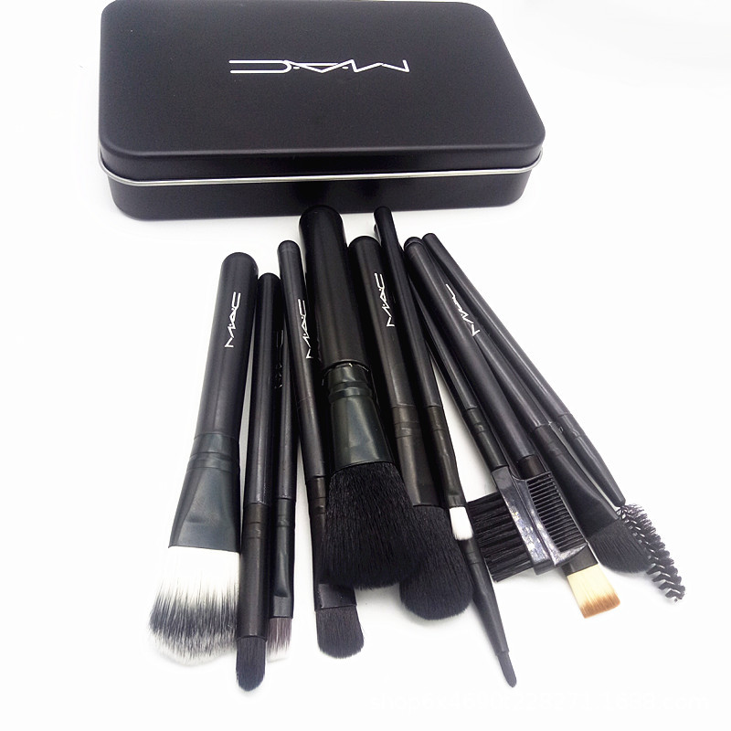 Mac Makeup Brush Set Brush Twelve Iron Box Set Blush Eyeshadow | eBay