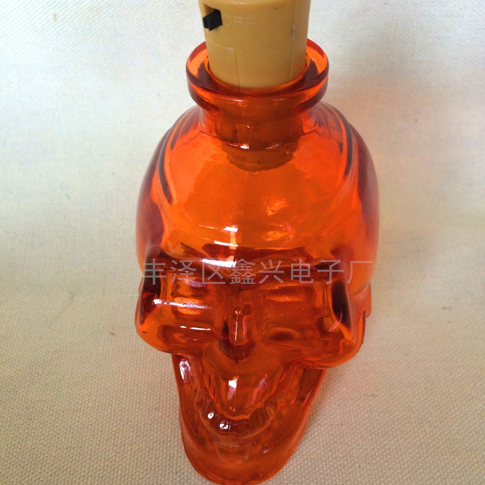玻璃酒瓶塞LED微景生態(tài)瓶創(chuàng)意玻璃骷髏頭家居個性裝飾玻璃罐
