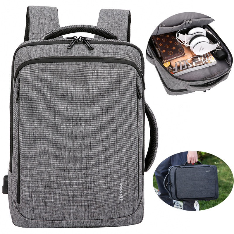Enterprise printing logo leisure shoulder computer bag new online shop agent USB men's business notebook backpack