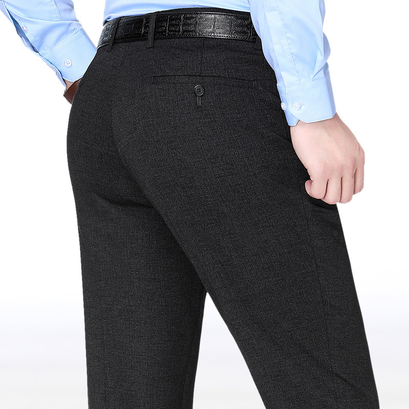 品牌春夏新款男式西裤中年男士商务休闲弹力针织西装裤直筒裤薄男|ms