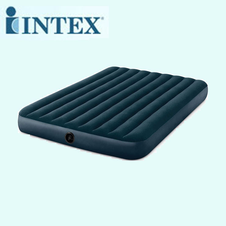 Americano INTEX64734 verde flocado línea tire doble extra grande cama de aire flocado colchón inflable