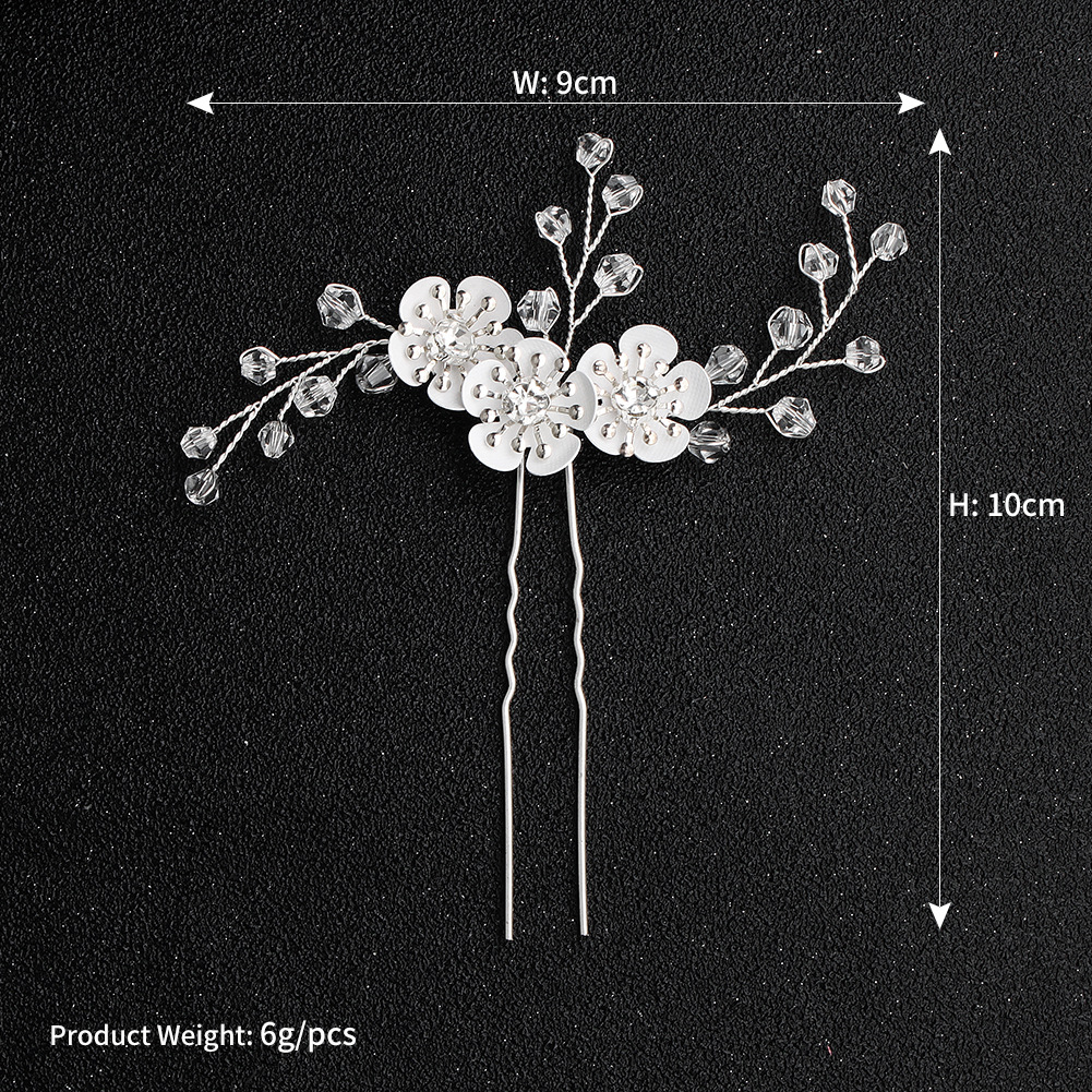 Nueva horquilla nupcial de flores de cristal tejidas a mano antiguas hermosas coreanaspicture8