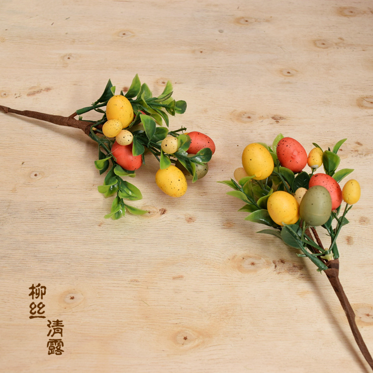 Fábrica directa huevo de Pascua decoraciones simple decoración de escritorio simulación hoja verde florero arreglo Pascua