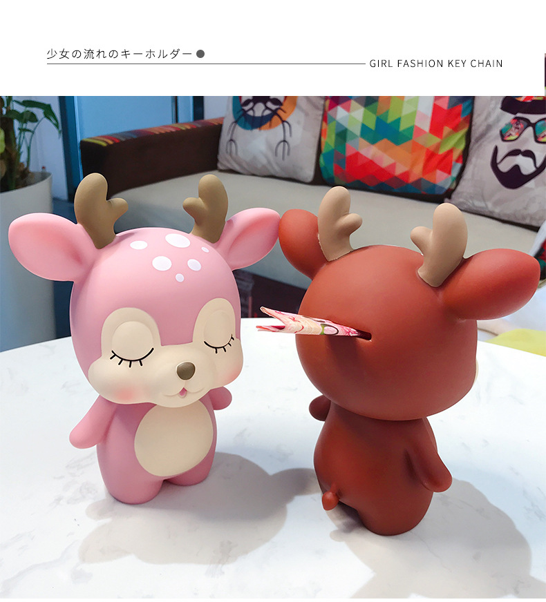 New Year's Day Gifts Cute Children Elk Piggy Bank Cartoon Drop-proof Piggy Bank display picture 3