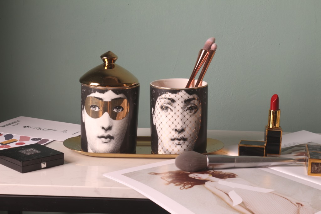 foransettiy new pattern golden ceramics desktop Storage bin pen container Glove barrel Aromatherapy Decoration Candle Cup