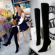 315-6 Fashionable and Simple Winter Women's Boots Slim Heel High Heel Suede Sexy Nightclub Slim Knee Long Boots