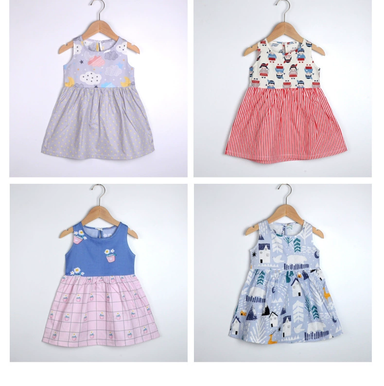 summer dresses	 100% Cotton Baby Girl Dress Summer Children Clothes Sleeveless Cloth Kids Princess Girls Dresses Party Fashion Outfit Clothing dresses evening