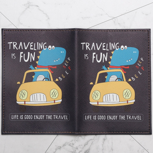Cartoon dinosaur crocodile passport book imitation leather printed passport cover travel document storage bag card holder card holder
