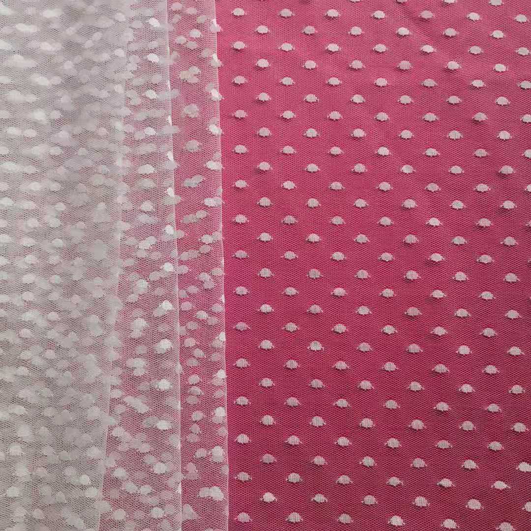 热销款无弹轻盈透薄锦纶椭圆形剪线提花网纱 裙装等面料 黑白现货