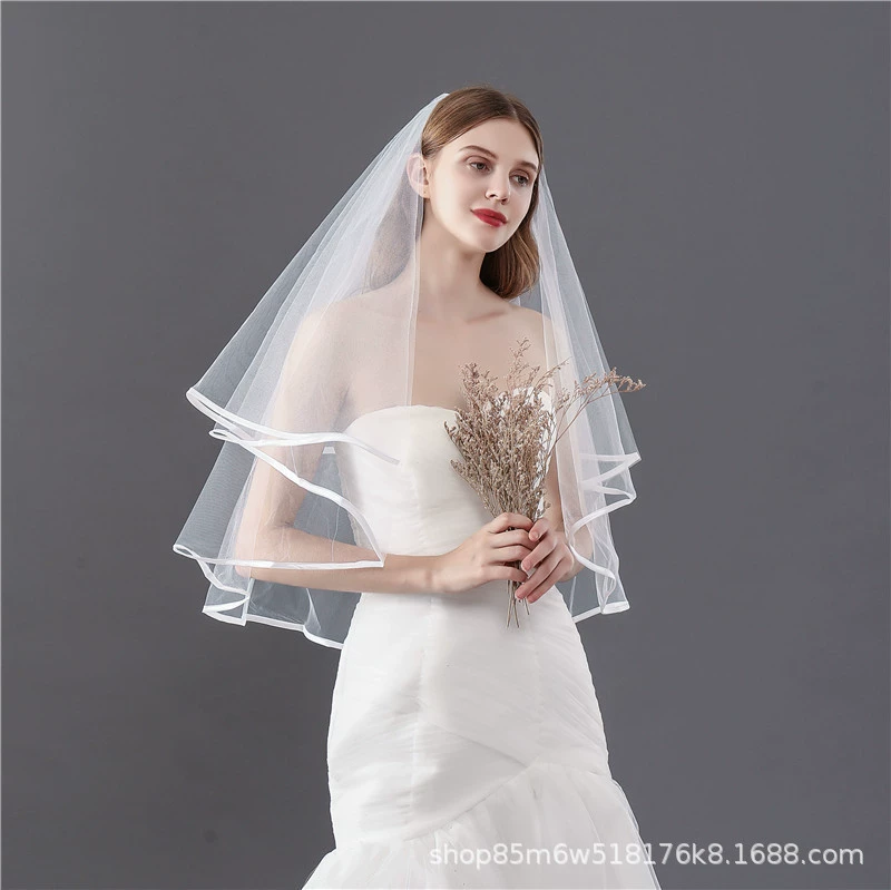 Специальная оптовая продажа свадебной пряжи для новобрачных, простая двухслойная лента с окантовкой в стиле летучей мыши, Заводской магазин