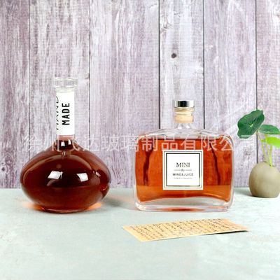 高端定制晶白伏特加洋酒瓶果酒威士忌出口冰酒果酒加厚玻璃玻璃蓋