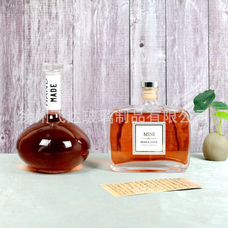 高端定制晶白伏特加洋酒瓶果酒威士忌出口冰酒果酒加厚玻璃玻璃蓋