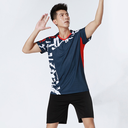 Badminton Suit Set Men's and Women's Short Sleeve Quick Dry Volleyball Tennis Table Tennis Sports Wear Competition Clothes Custom 