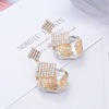 Fashionable earrings, crystal, jewelry for bride, European style, with gem