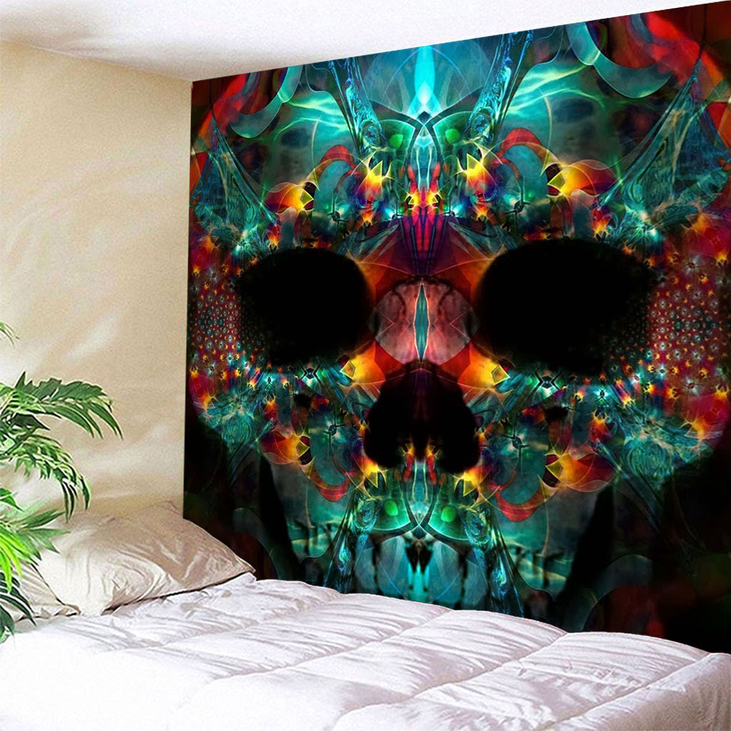 墻面裝飾掛布私人DIY 歐式詭異骷髏頭掛毯沙灘巾 ktv酒吧裝飾布