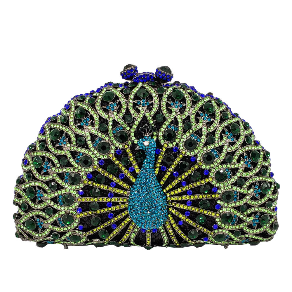 Fashion Women's Bag New Metal Peacock Dinner Bag Rhinestone Clutch Bag Ladies Evening Bag display picture 8