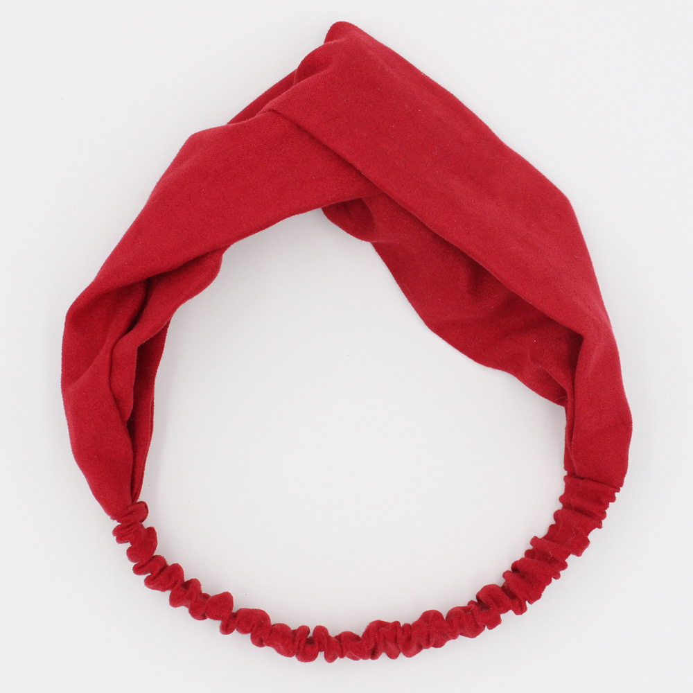 Solid Color Cloth Cross Hair Band Korean Simple Headband  Wholesale display picture 4