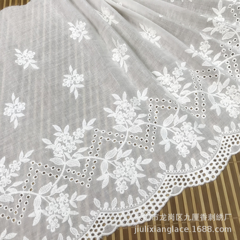 厂家直销批发四季适用棉布加宽花边刺绣裙边裙子衣服纯棉33厘米
