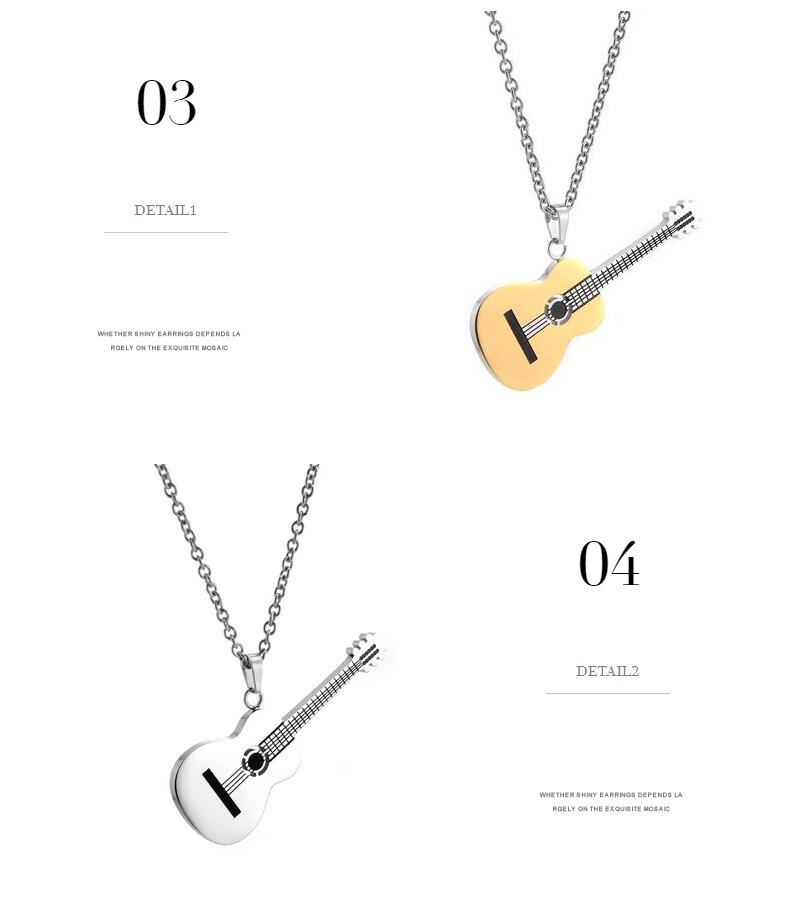 1 Piece Fashion Guitar Titanium Steel Plating Necklace display picture 1