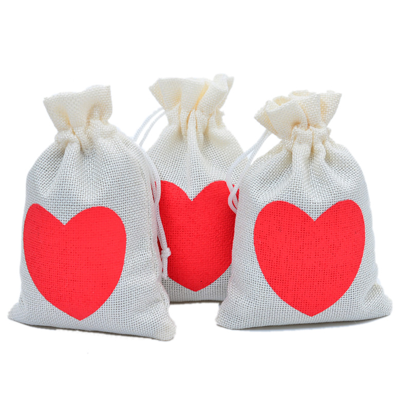 Fashion Heart Shape Imitation Linen Daily Gift Bags 1 Piece display picture 4
