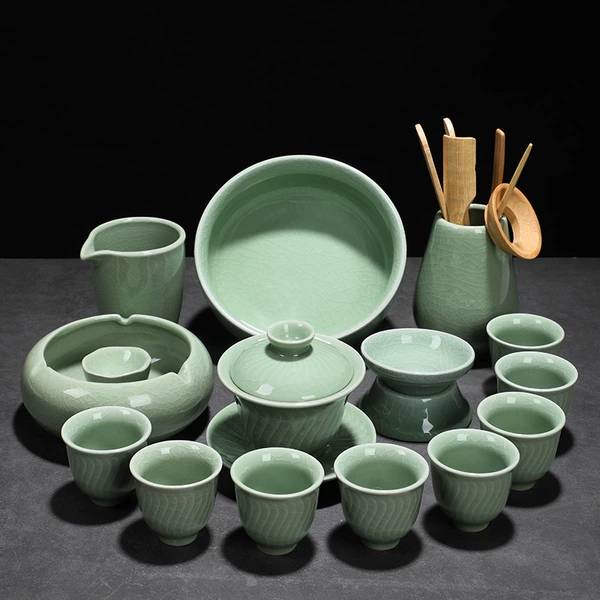 Ge kiln covered bowl tea ceremony + ashtray + tea washing set 14 pieces