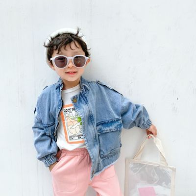 2020 Spring Children's clothing Boy leisure time cowboy coat Korean Edition Jeans Western style jacket leisure time Jacket