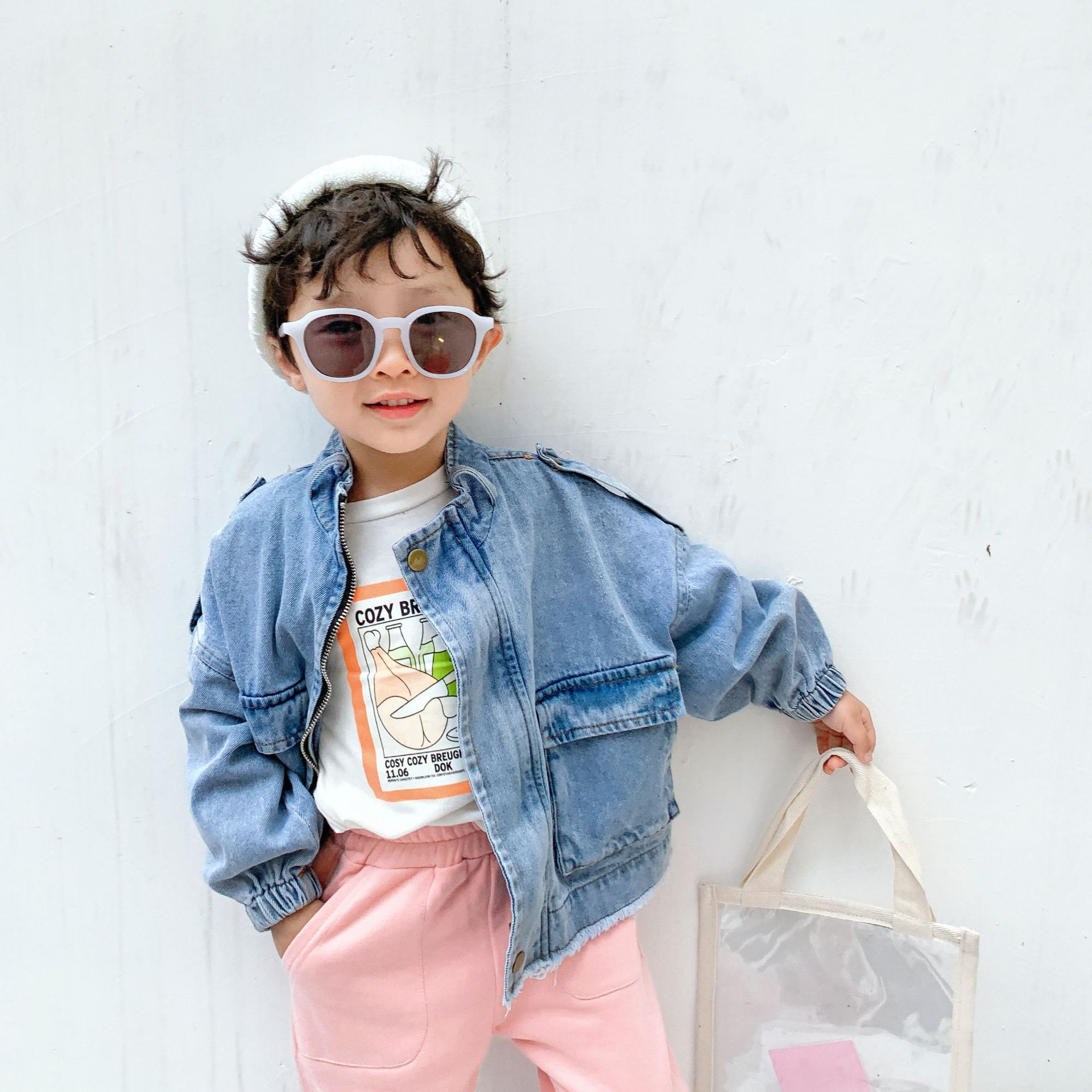 2020 Spring Children's clothing Boy leisure time cowboy coat Korean Edition Jeans Western style jacket leisure time Jacket