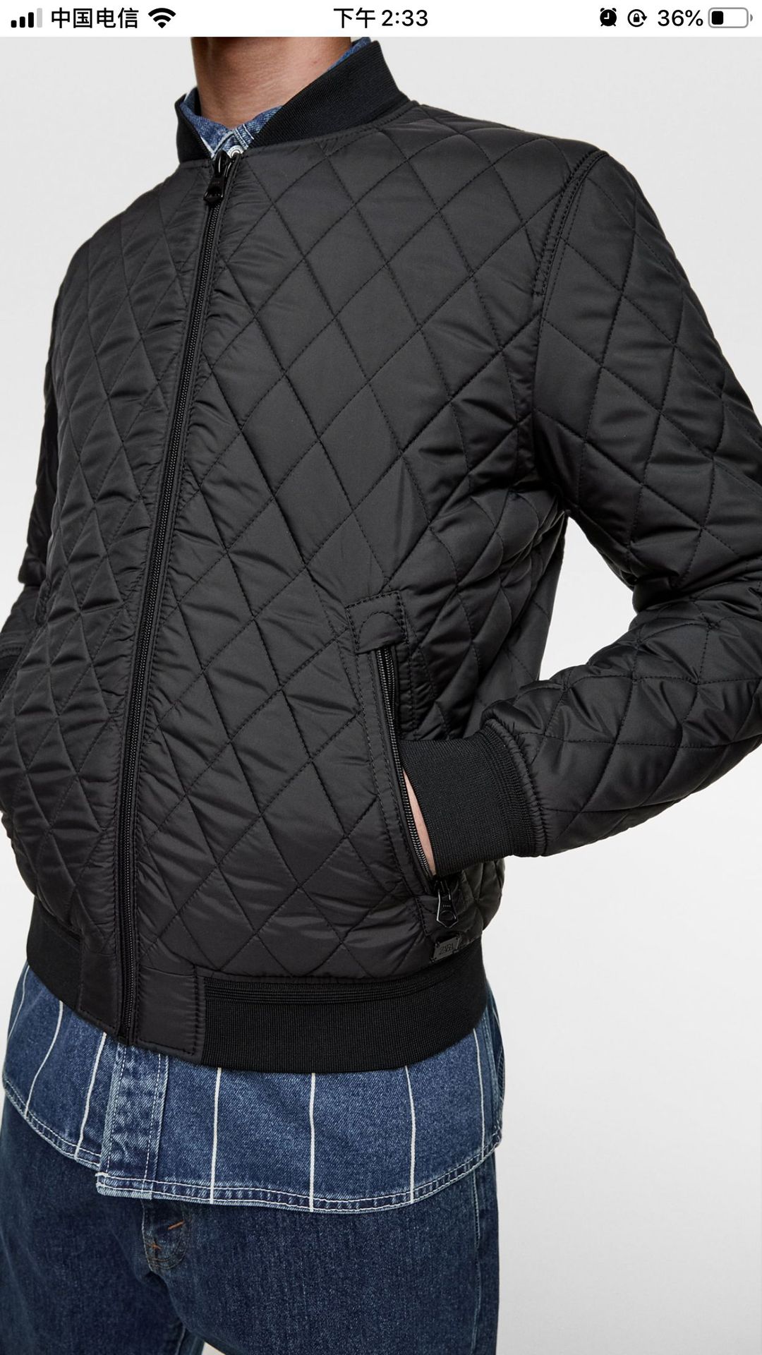 Foreign trade ZA2019 Autumn and winter Thin section cotton-padded clothes Stand collar Cotton jacket Lozenge Youth coat Europe and America Trend men's wear