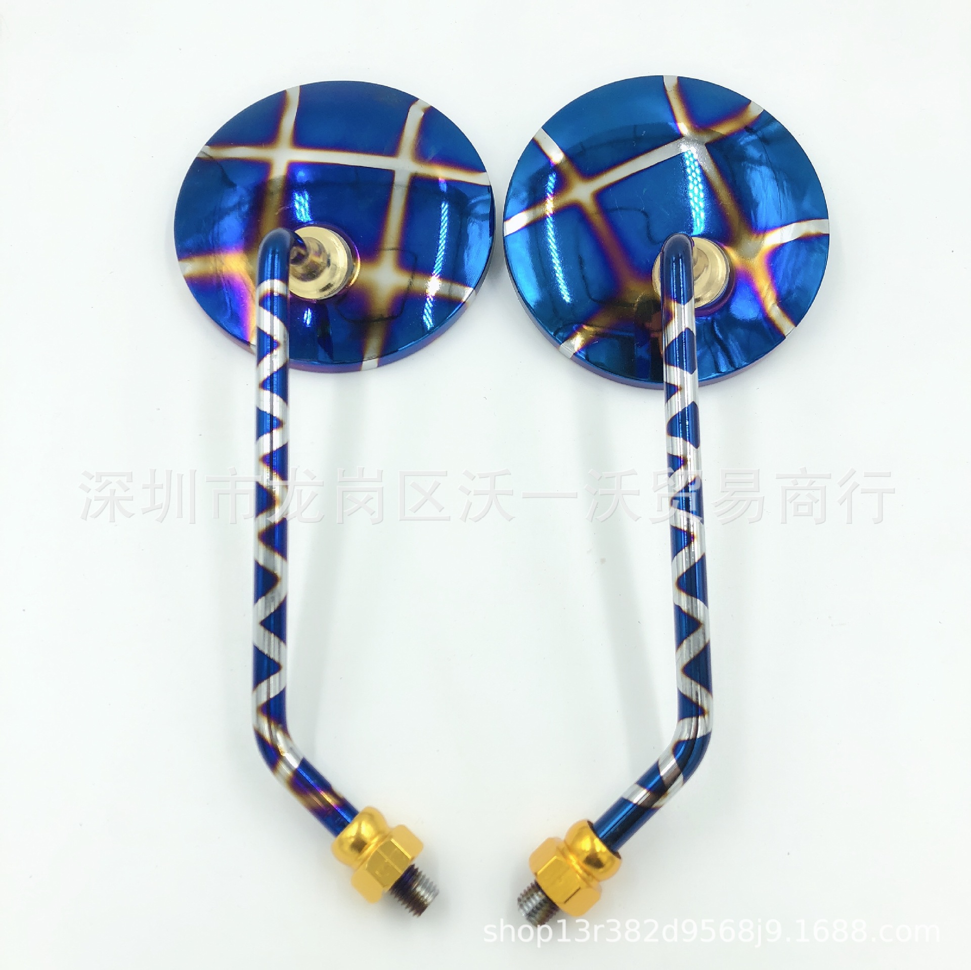 摩托车烧钛电镀彩色后视镜新款小牛电摩改装件反光镜创意车镜|ms