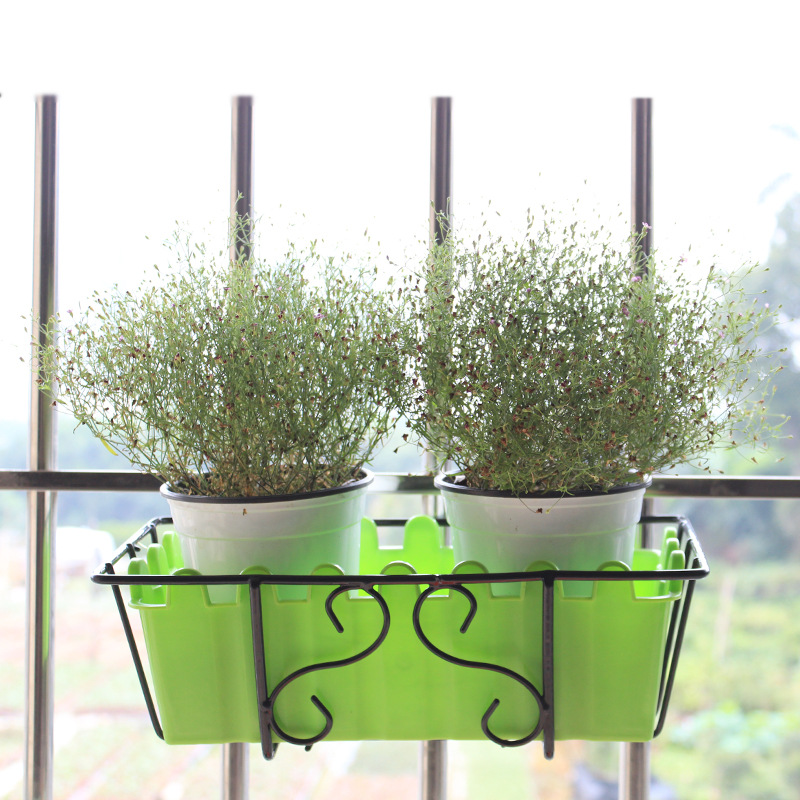 陽台欄杆挂式花盆批發樹脂塑料陽台吊蘭花盆彩色垂吊挂式挂壁花盆