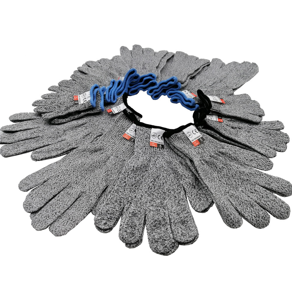 现货防割手套5级HPPE防划伤玻璃安全防护园艺木工防切割手套 10针