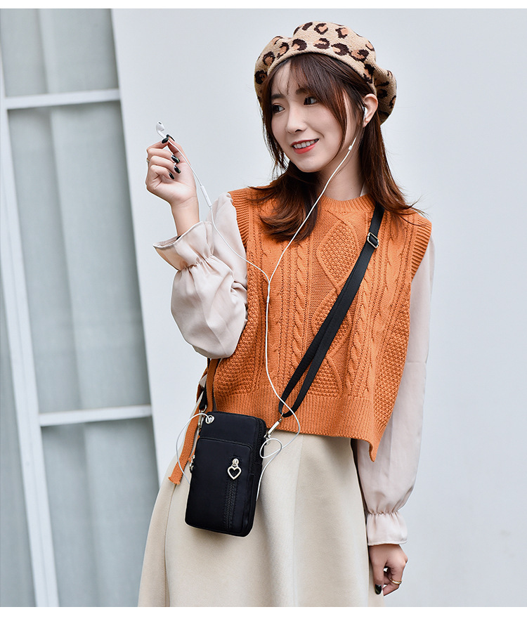112g Weight Polyester Lining Material Zipper Closure Type Single Shoulder Strap Strap Type Phone Wallet Bags Type Daily Occasion Oxford Cloth Material Solid Color Pattern All Seasons Season Unisex Gender Fashion Style Square Shape Unisex All Seasons Oxford Cloth Fashion Phone Wallet 16