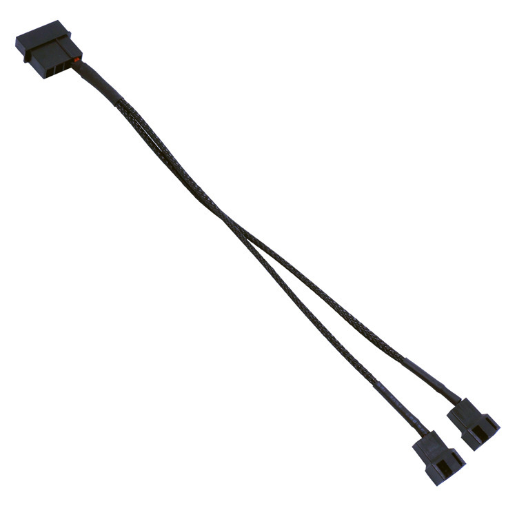 Computer Cooling Fan One-to-two-wire Large4pin To3pin4pin Snakeskin Mesh One-to-two Adapter Extension Cable